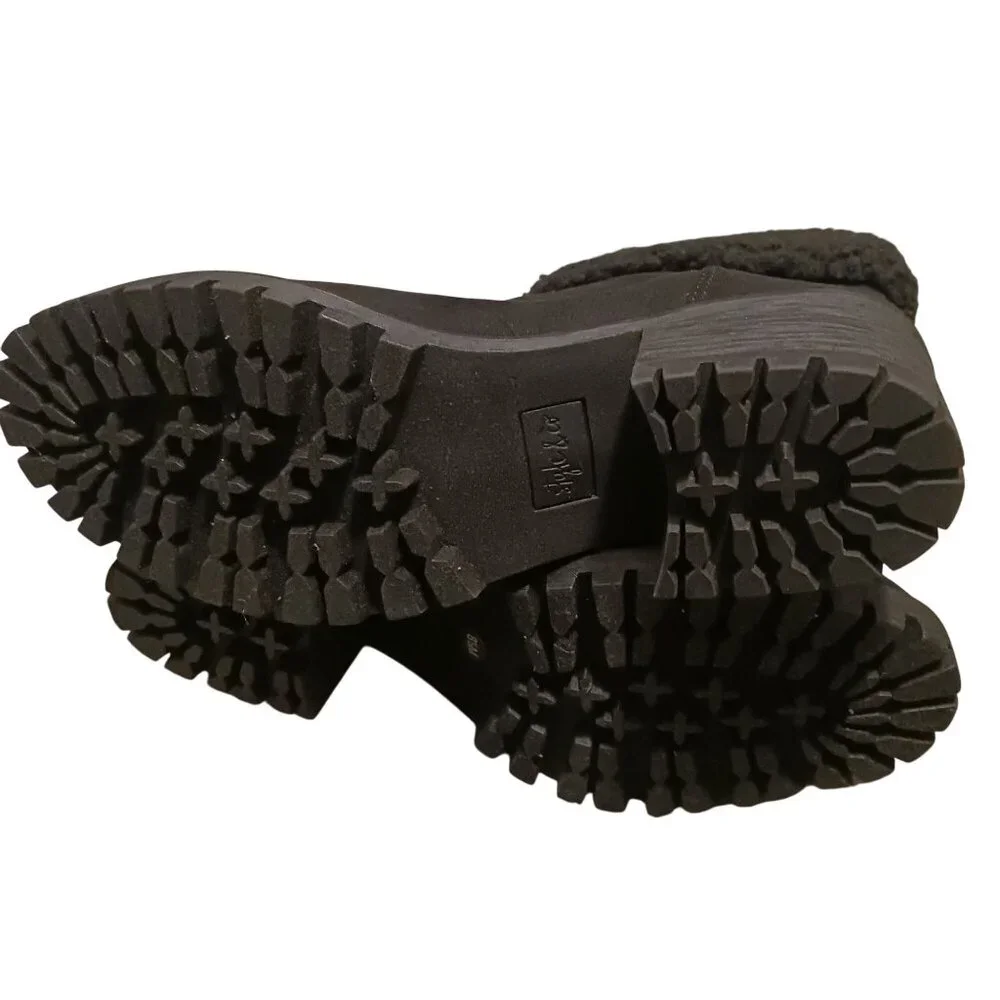 NEW Style &‎ Co Biancaa Faux Suede Lug Sole Booties Black Size 8.5 Front Zipper